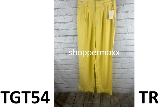 Women's High-Rise Linen Pleat Front Straight Pants - A New Day, Yellow, Size 2