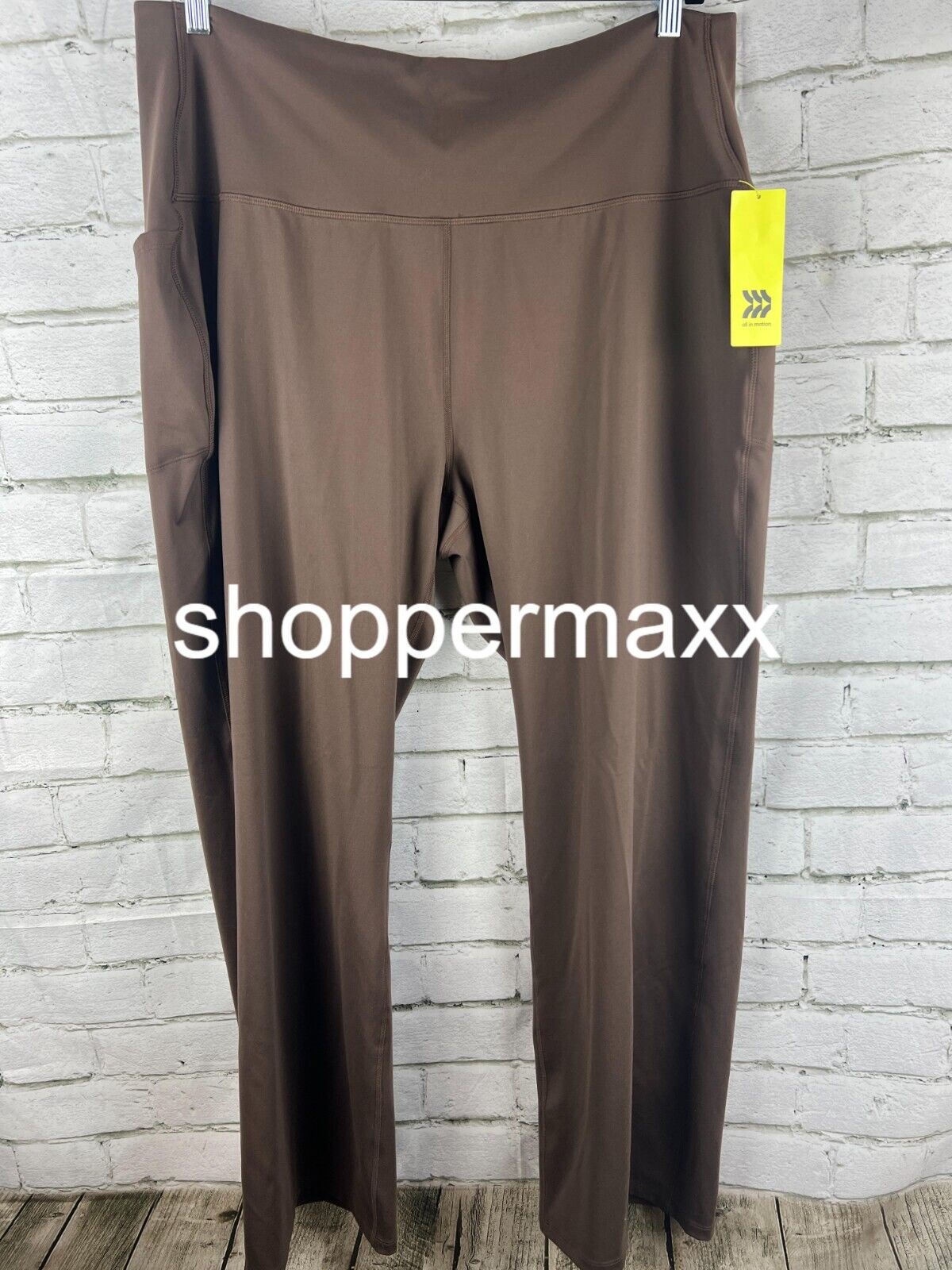 Women Brushed Sculpt Curvy Pocket Straight Leg Pants- All In Motion Espresso 2X