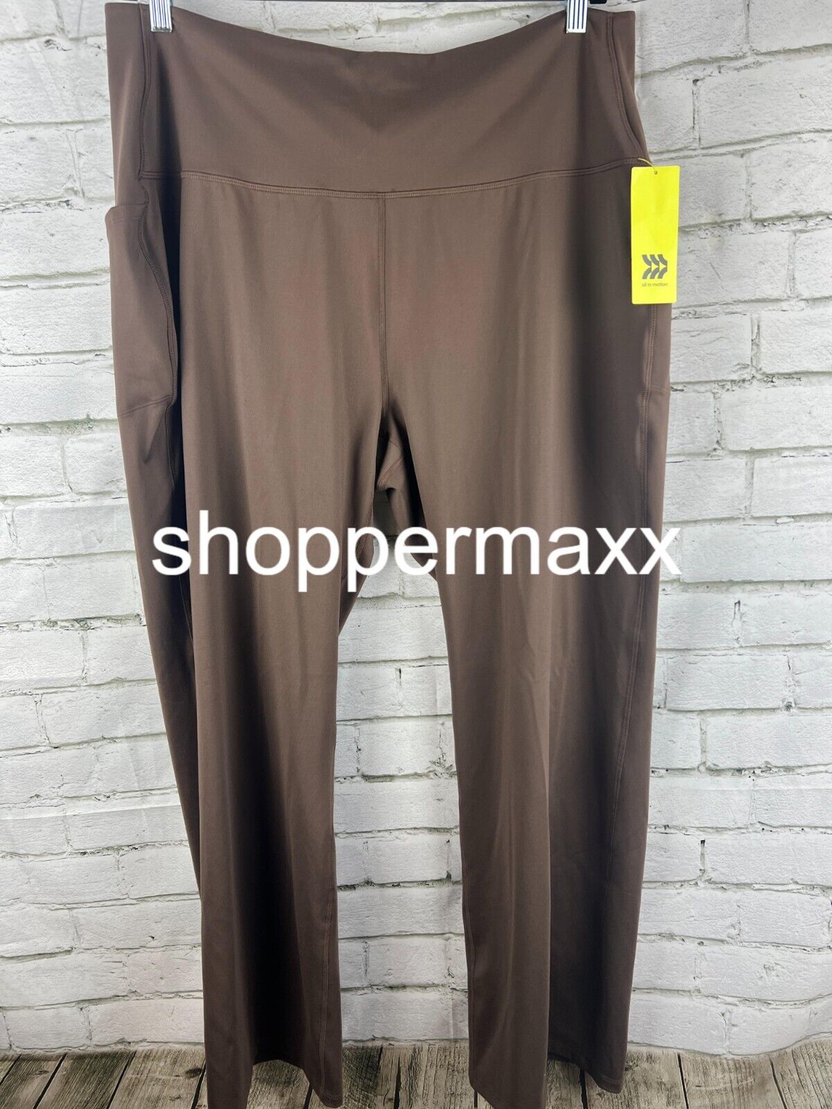 Women Brushed Sculpt Curvy Pocket Straight Leg Pants- All In Motion Espresso 2X