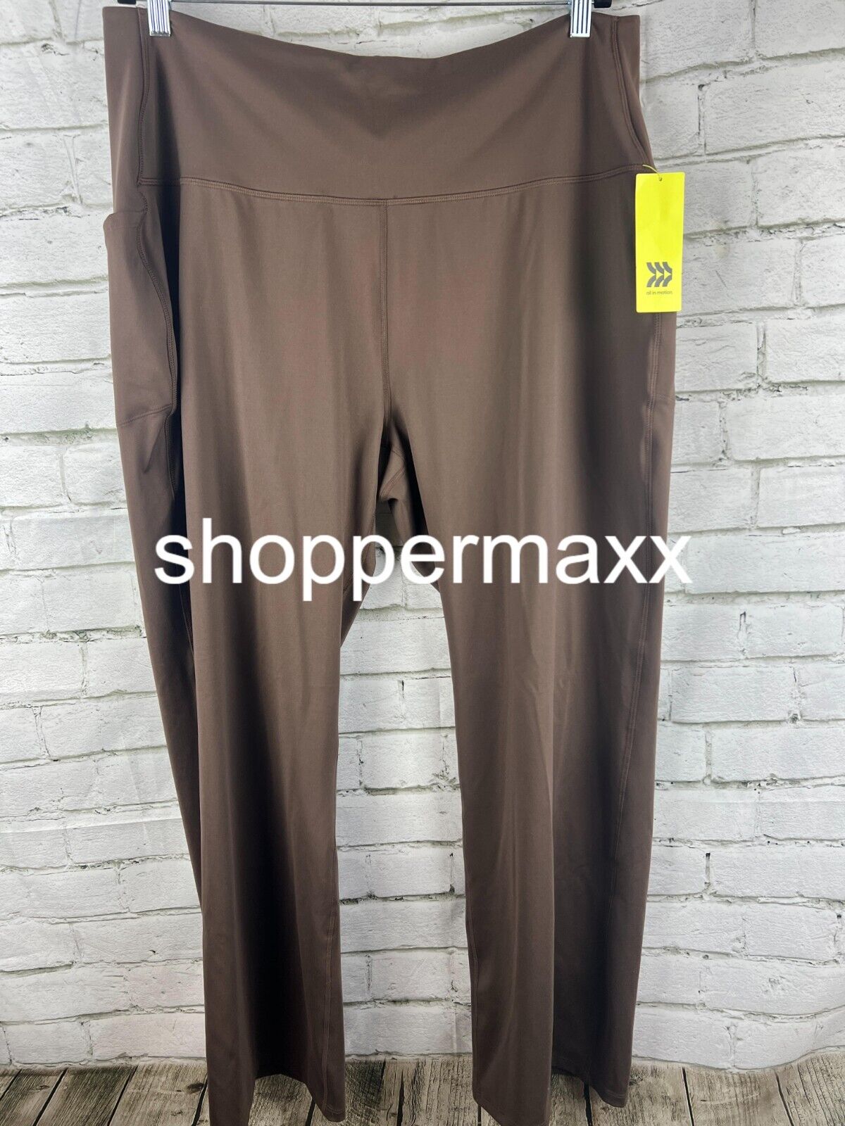 Women Brushed Sculpt Curvy Pocket Straight Leg Pants- All In Motion Espresso 2X