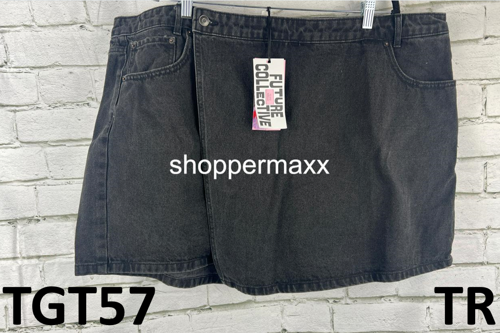 Women's Asymmetrical Denim Mini Skort - Future Collective, Dark Wash, Size 22