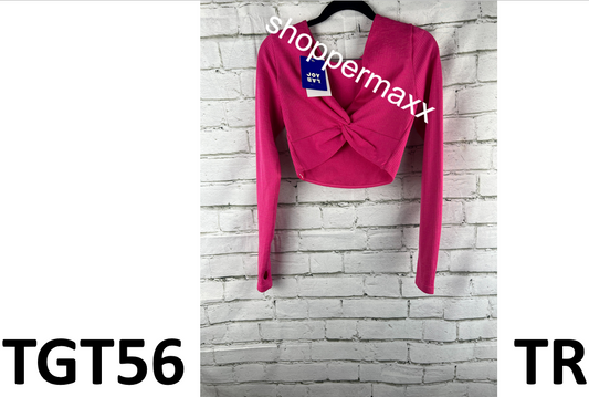 Women's Wear 2 Ways Long Sleeve Crop Top - JoyLab, Pink, Small