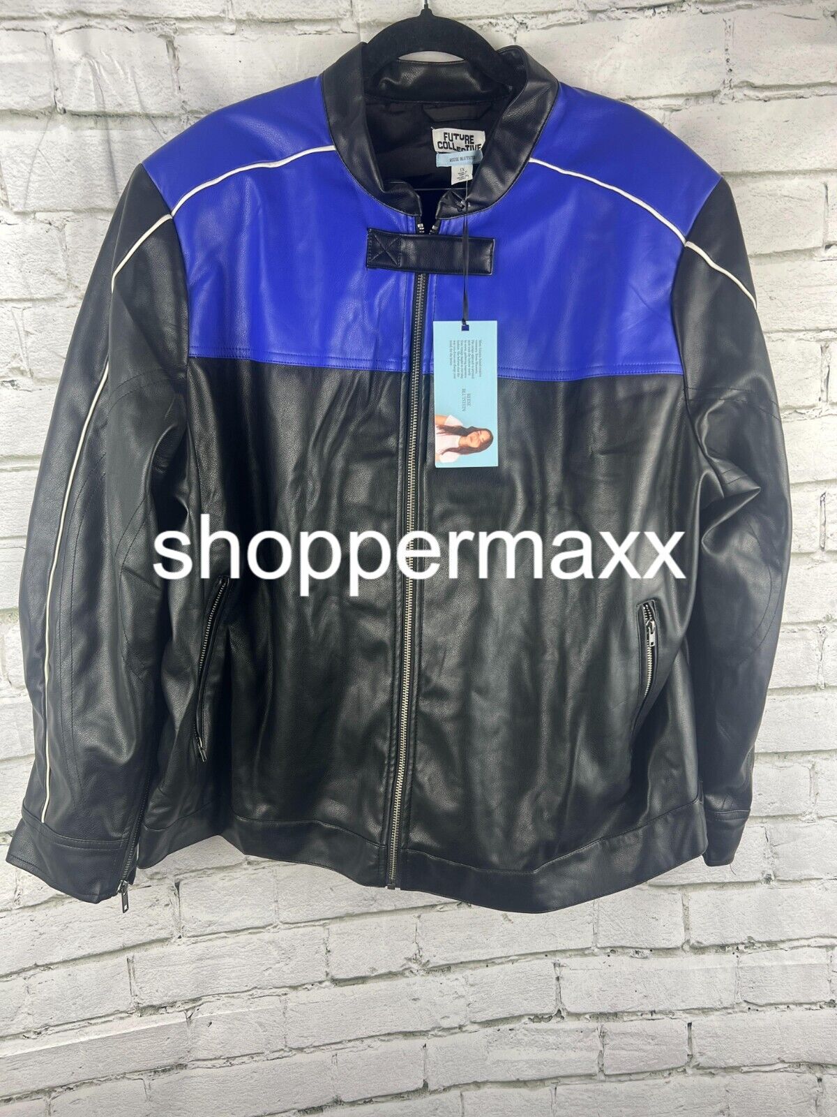 Women's Long Sleeve Faux Leather Jacket - Future Collective, Black, Size 1X