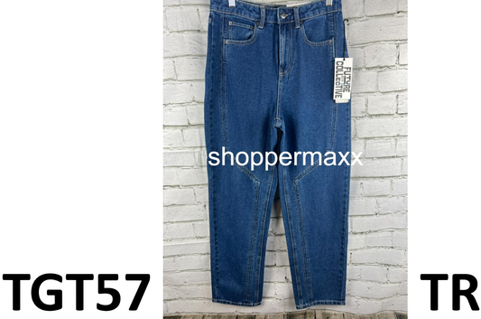 WOMEN'S WESTERN SEAMED STRAIGHT DENIM PANT- FUTURE COLLECTIVE, DARK BLUE, SIZE 6