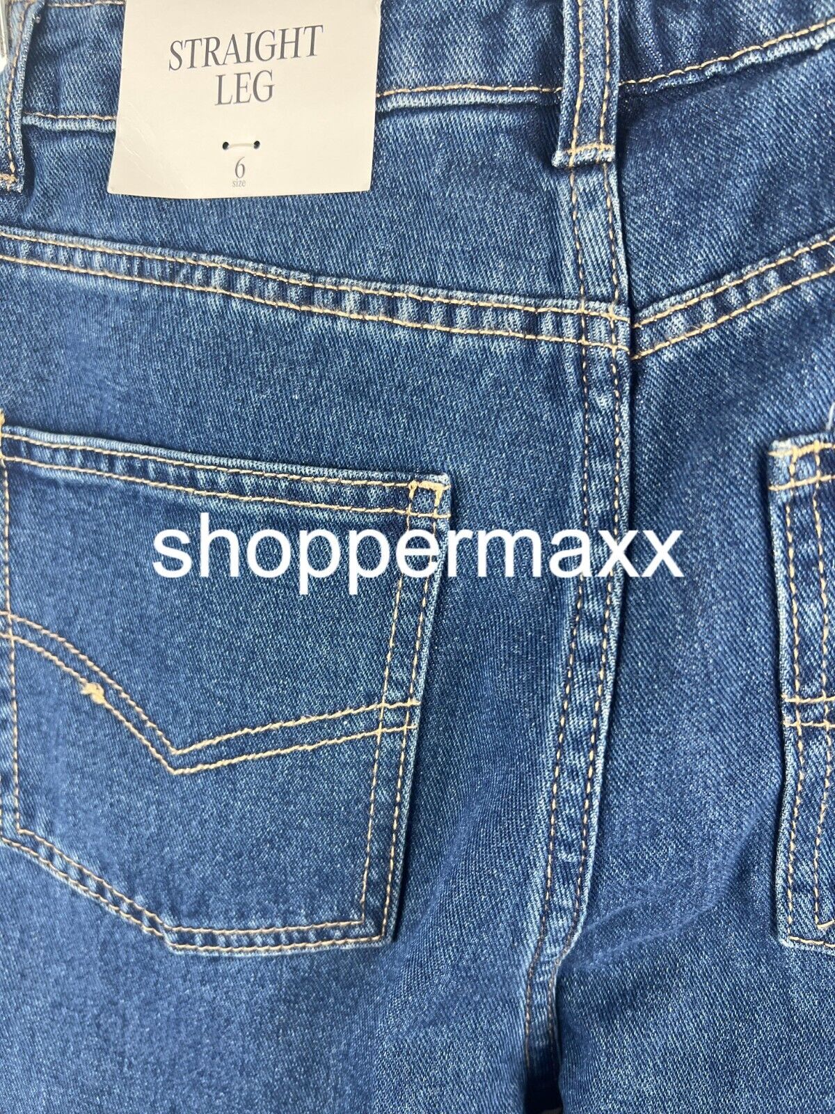 WOMEN'S WESTERN SEAMED STRAIGHT DENIM PANT- FUTURE COLLECTIVE, DARK BLUE, SIZE 6