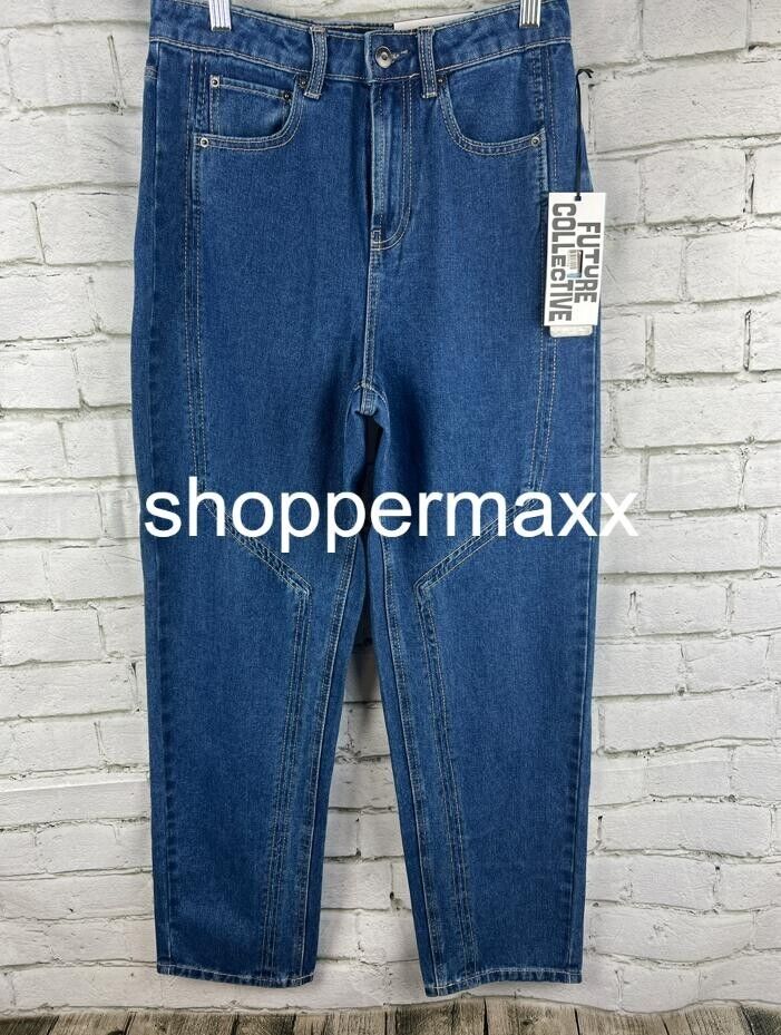 WOMEN'S WESTERN SEAMED STRAIGHT DENIM PANT- FUTURE COLLECTIVE, DARK BLUE, SIZE 6