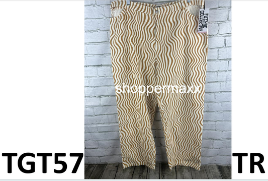 Women's Wave Print Cut Out Waist Straight Leg Jeans - Future Collective, Size 18