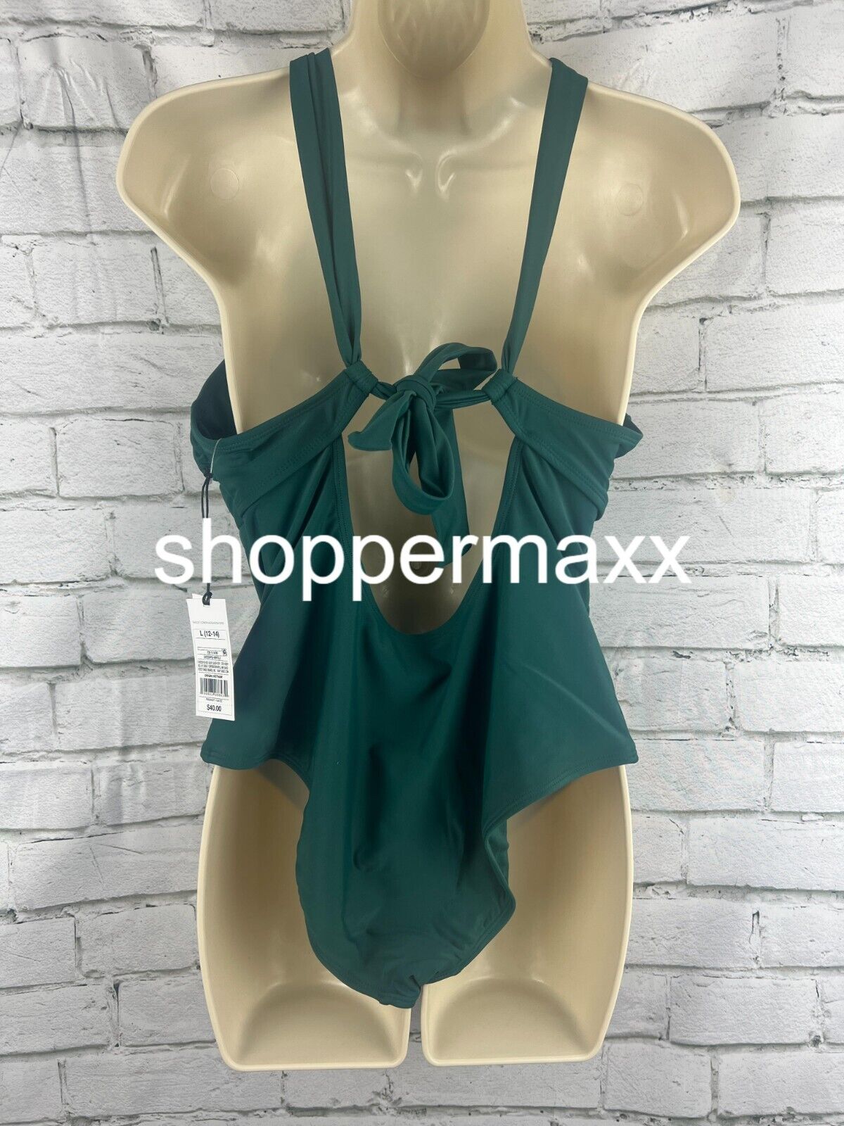 Women One Shoulder Plunge Cut Out 1 Piece Swimsuit- Shade & Shore, Green, Medium