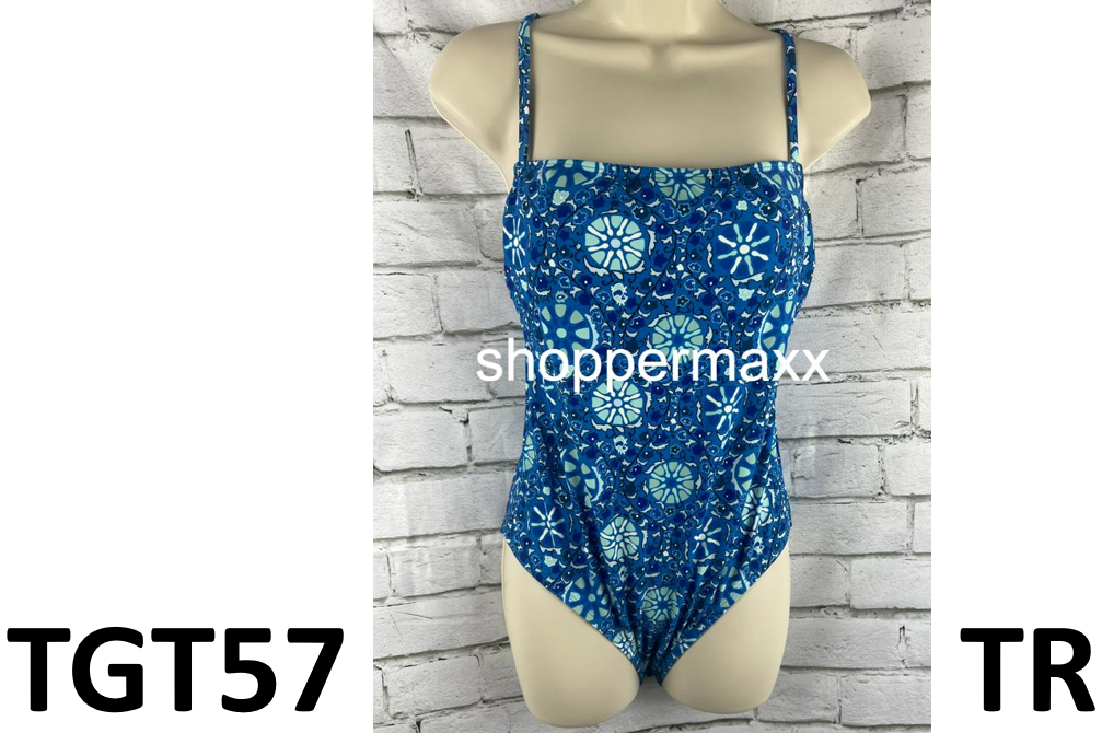 WOMEN'S ZINNIA FLORAL PRINT MEDIUM COVERAGE ONE PIECE SWIMSUIT - RHODE, BLUE, M