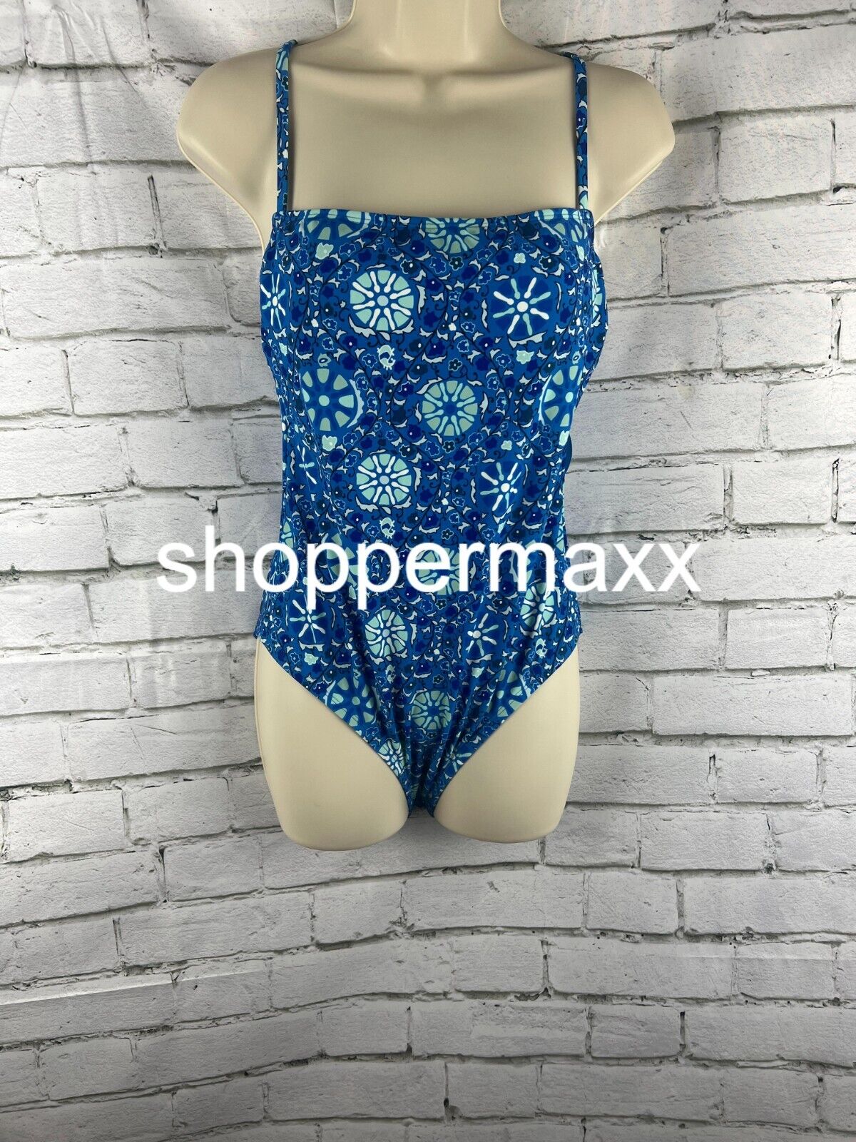 WOMEN'S ZINNIA FLORAL PRINT MEDIUM COVERAGE ONE PIECE SWIMSUIT - RHODE, BLUE, M