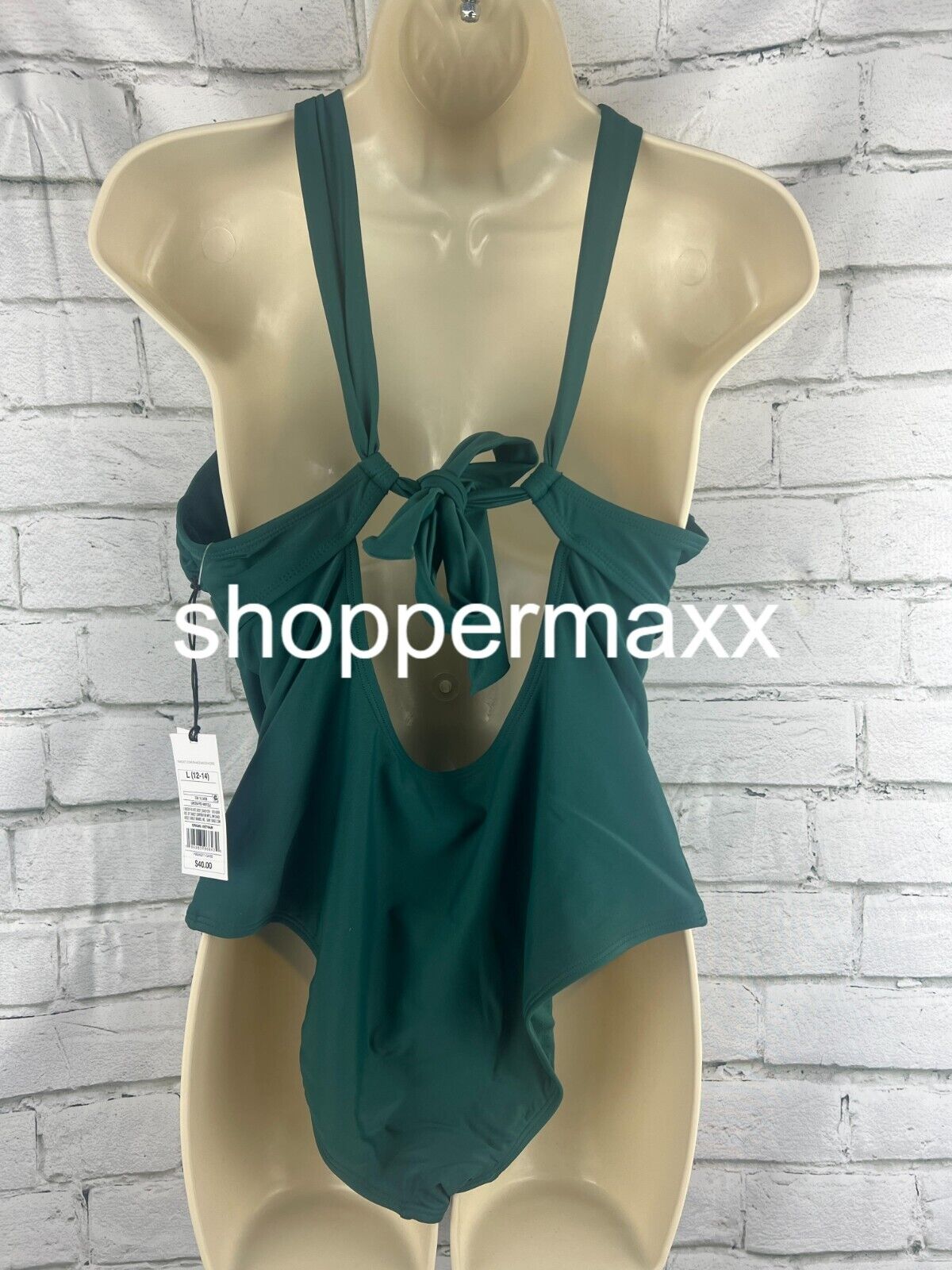Women's One Shoulder Plunge Cut Out One Piece Swimsuit - Shade & Shore, Green, L