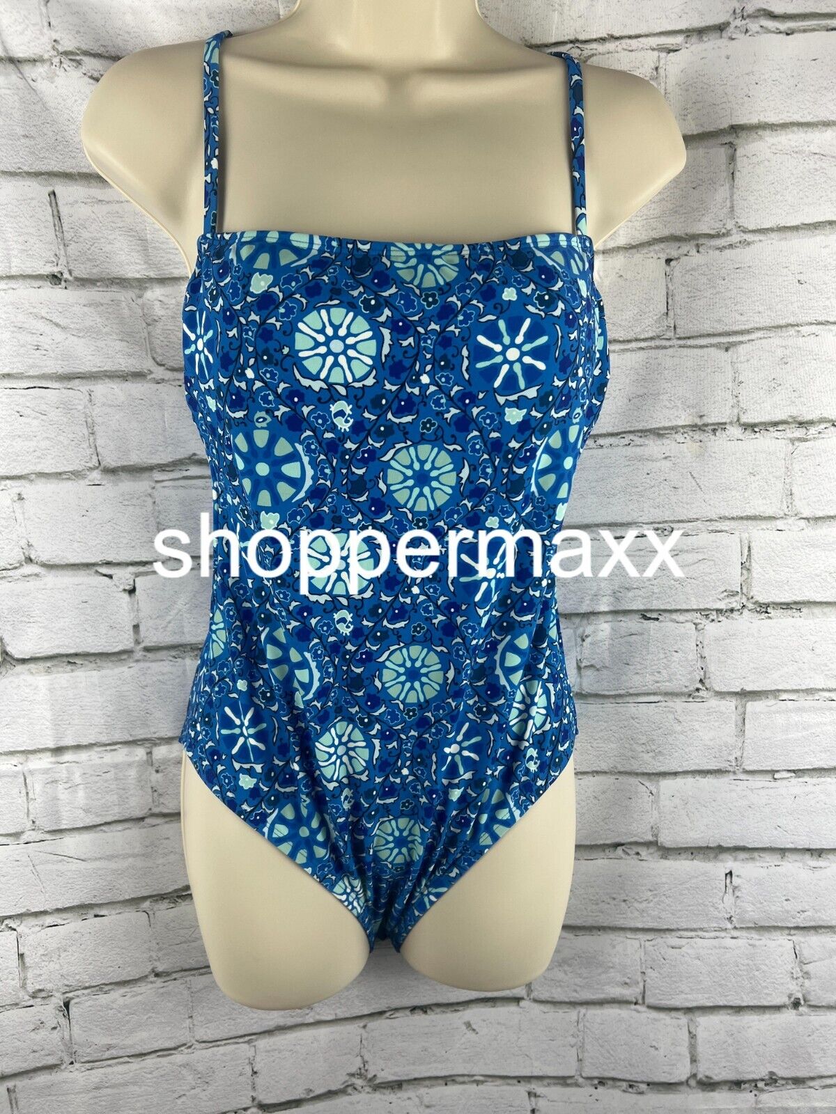 WOMEN'S ZINNIA FLORAL PRINT MEDIUM COVERAGE ONE PIECE SWIMSUIT - RHODE, BLUE, M