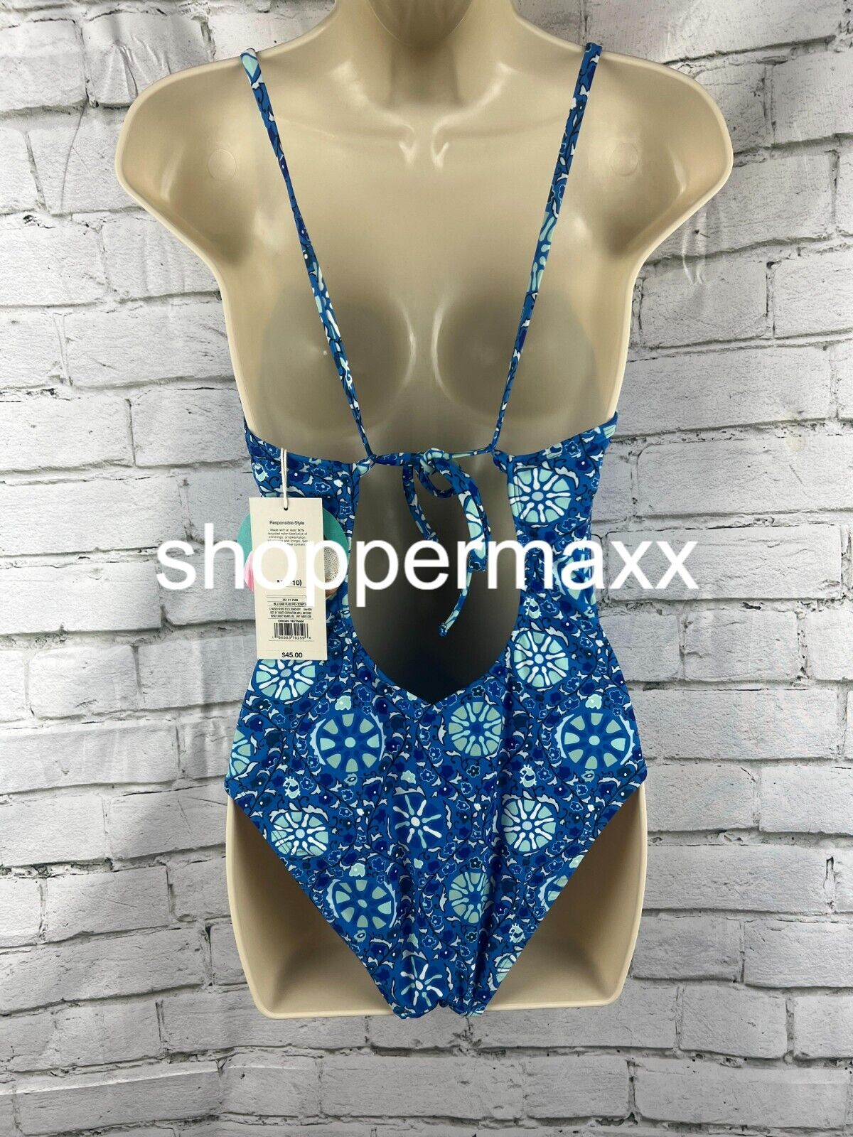 WOMEN'S ZINNIA FLORAL PRINT MEDIUM COVERAGE ONE PIECE SWIMSUIT - RHODE, BLUE, M