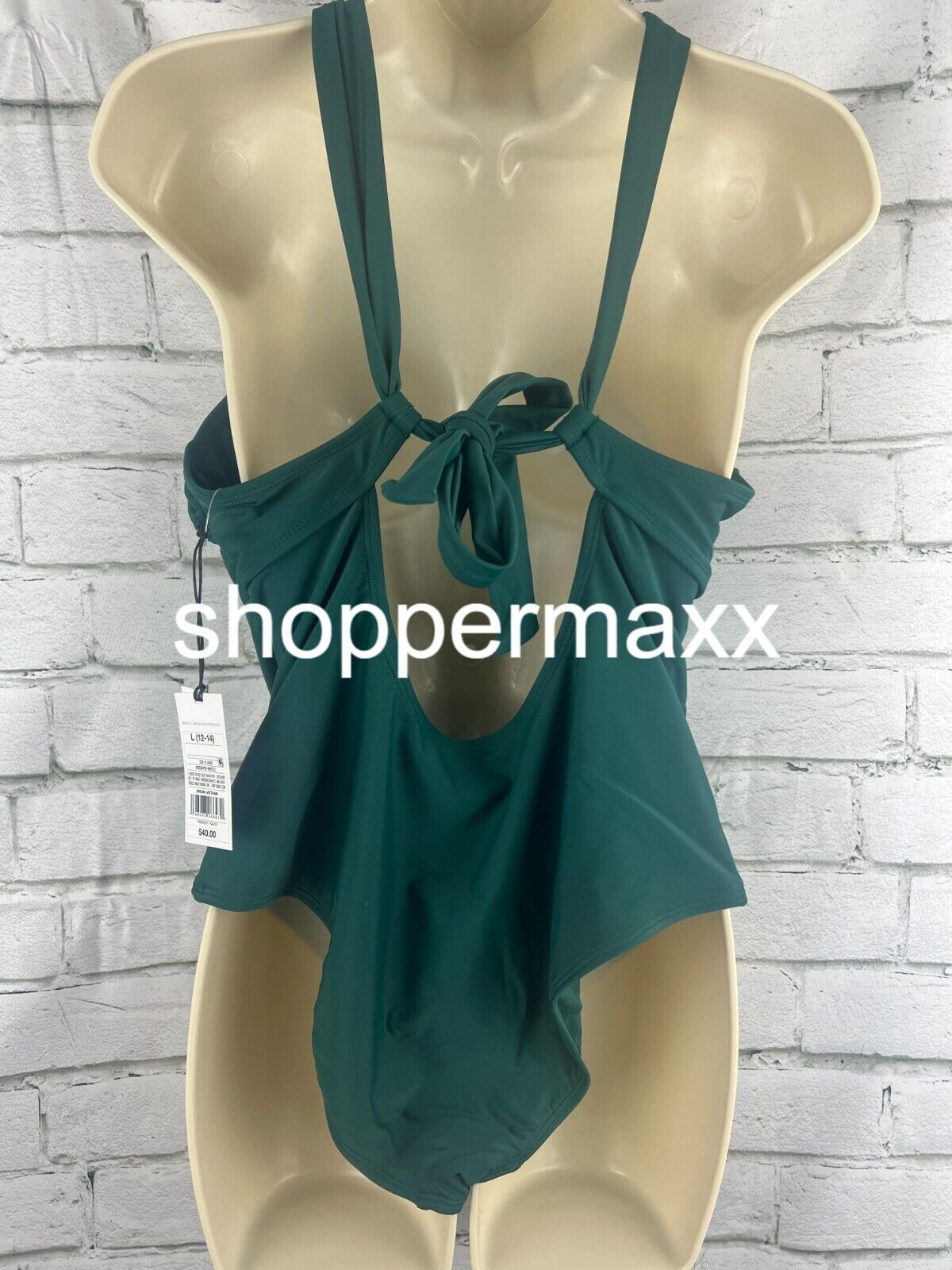 Women's One Shoulder Plunge Cut Out One Piece Swimsuit - Shade & Shore, Green, L