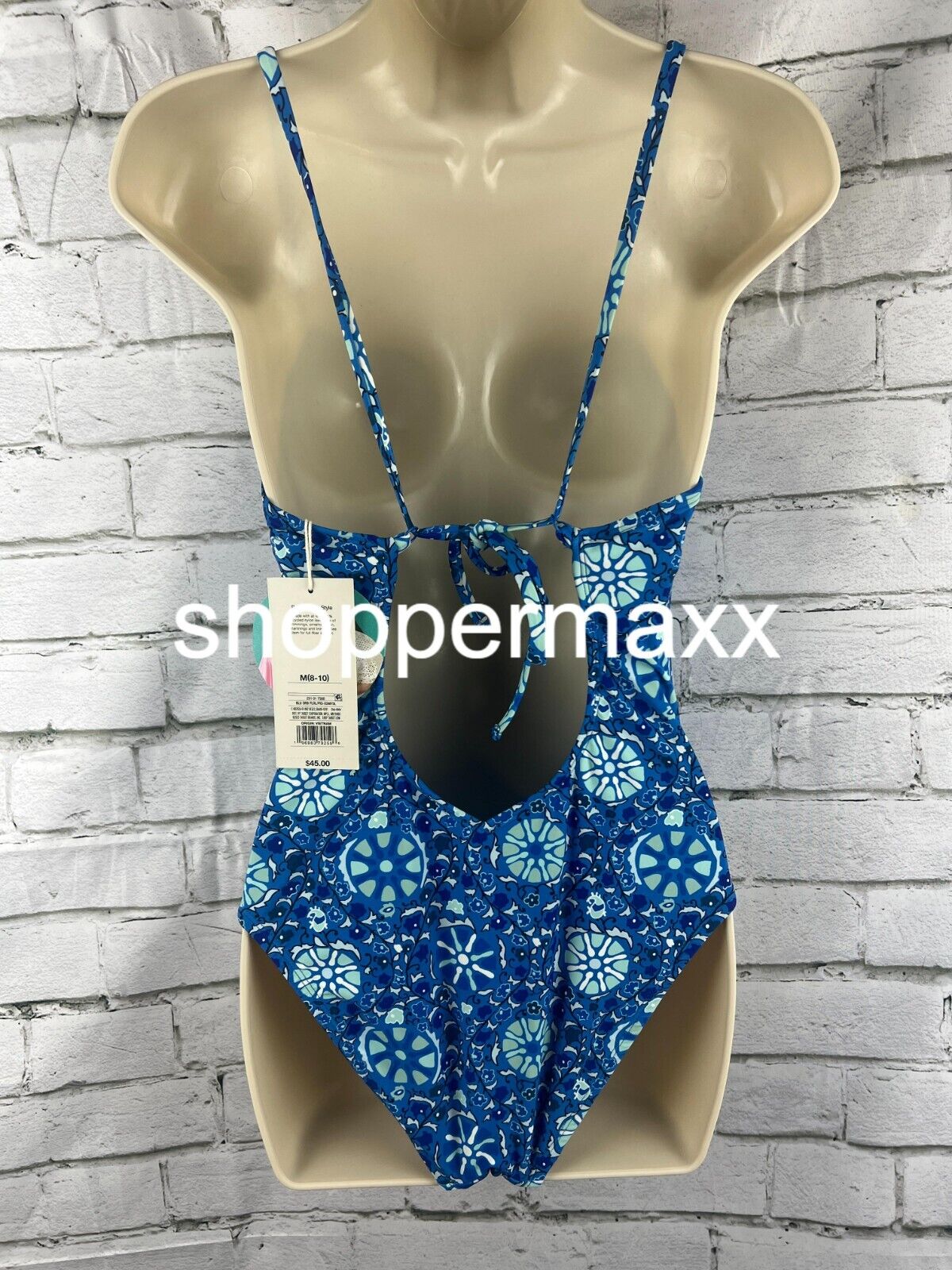 WOMEN'S ZINNIA FLORAL PRINT MEDIUM COVERAGE ONE PIECE SWIMSUIT - RHODE, BLUE, M