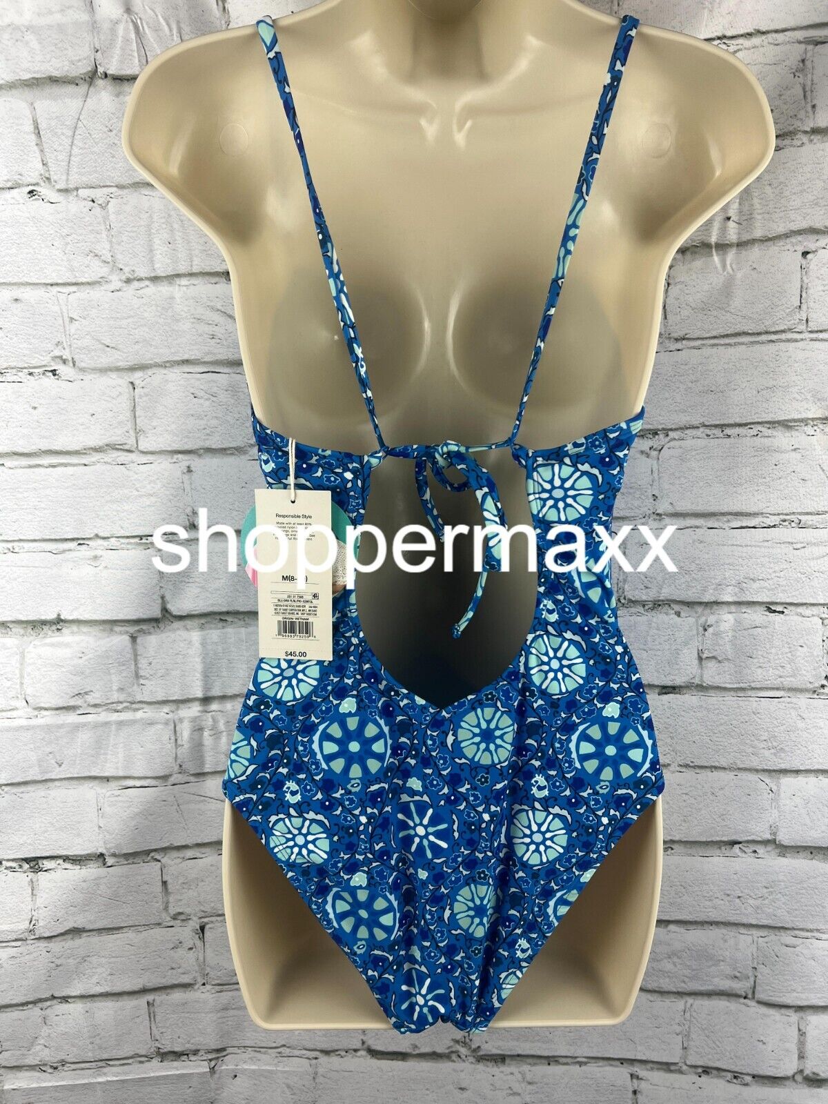 WOMEN'S ZINNIA FLORAL PRINT MEDIUM COVERAGE ONE PIECE SWIMSUIT - RHODE, BLUE, M