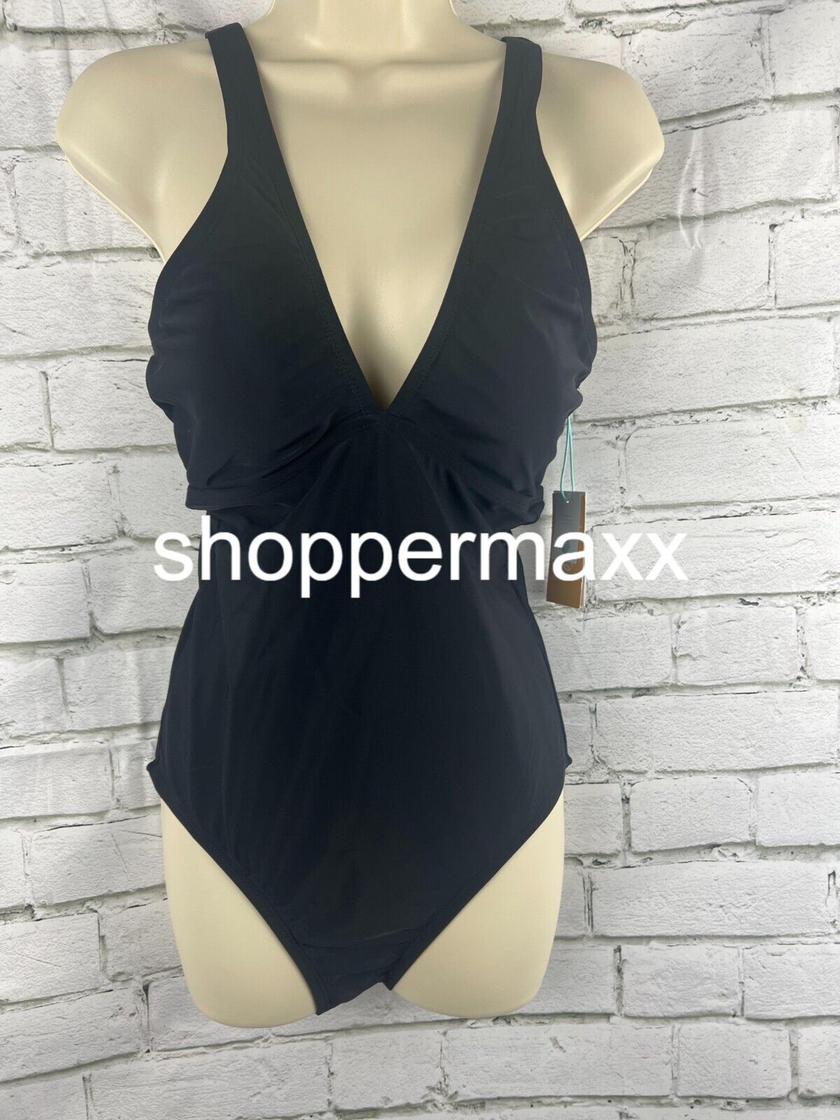 Women's Keyhole Cross Neck Medium Coverage One Piece Swimsuit - Kona Sol Black M