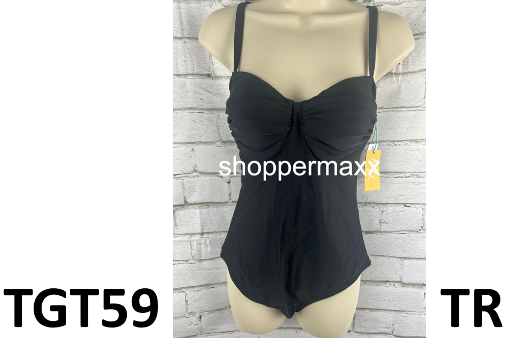 Women's Shirred Underwire Medium Coverage One Piece Swimsuit - Kona Sol, Black S