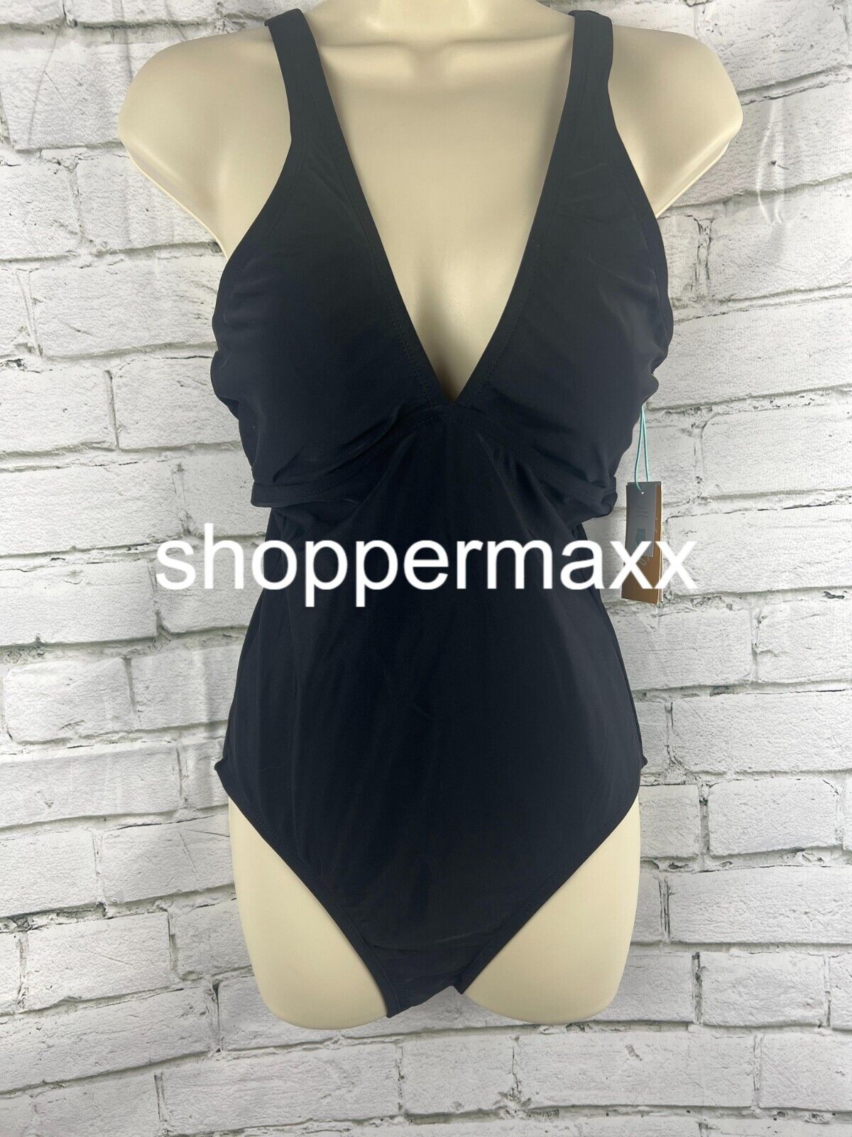 Women's Keyhole Cross Neck Medium Coverage One Piece Swimsuit - Kona Sol Black M