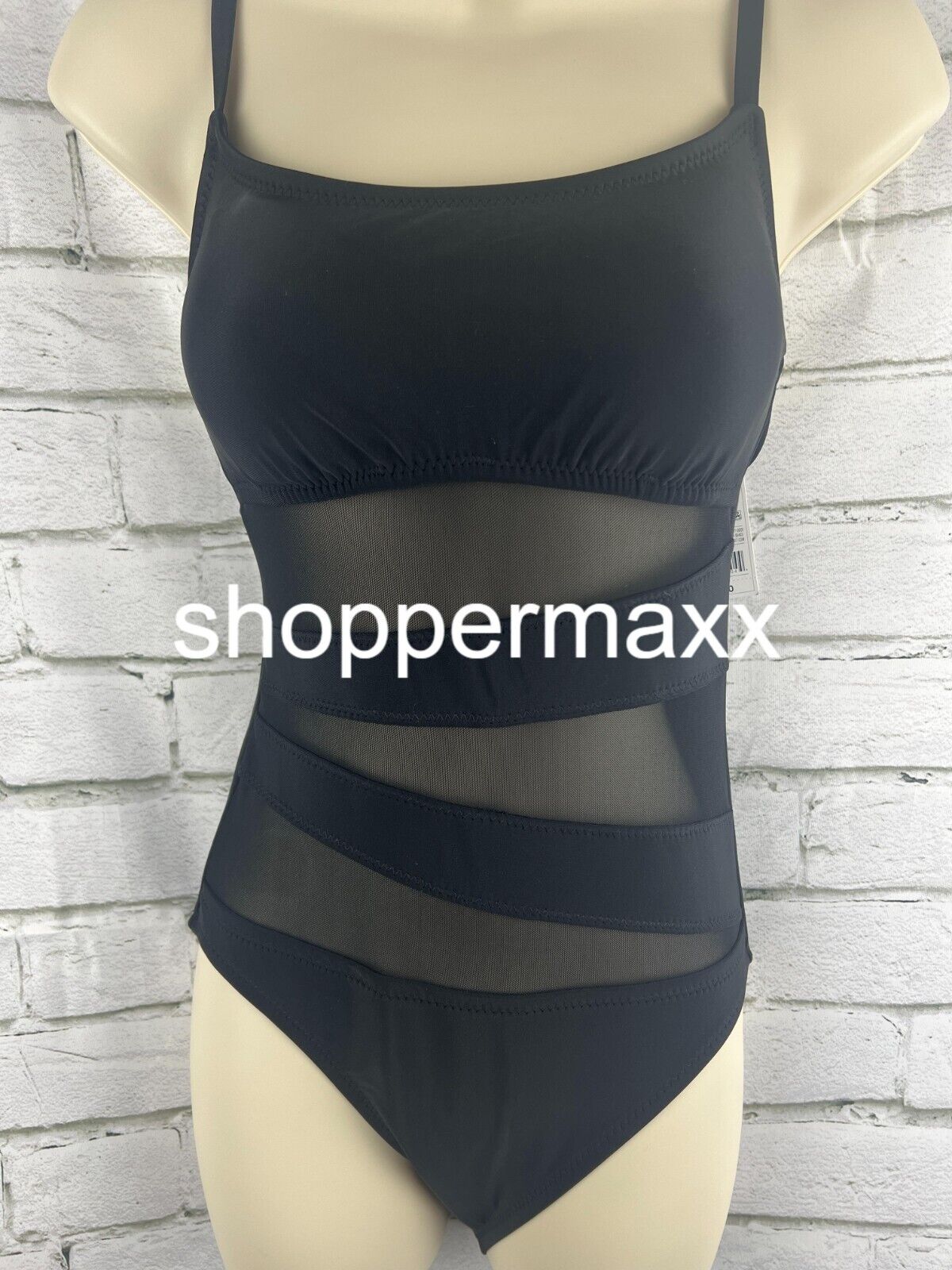 Women's Mesh Front One Piece Swimsuit - Shade & Shore, BLACK, Small