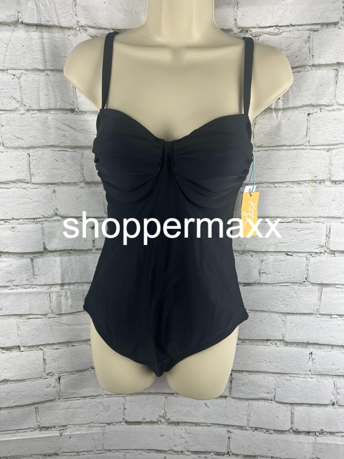 Women's Shirred Underwire Medium Coverage One Piece Swimsuit - Kona Sol, Black S