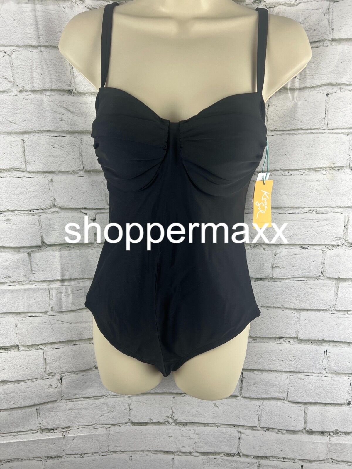 Women's Shirred Underwire Medium Coverage One Piece Swimsuit - Kona Sol, Black S