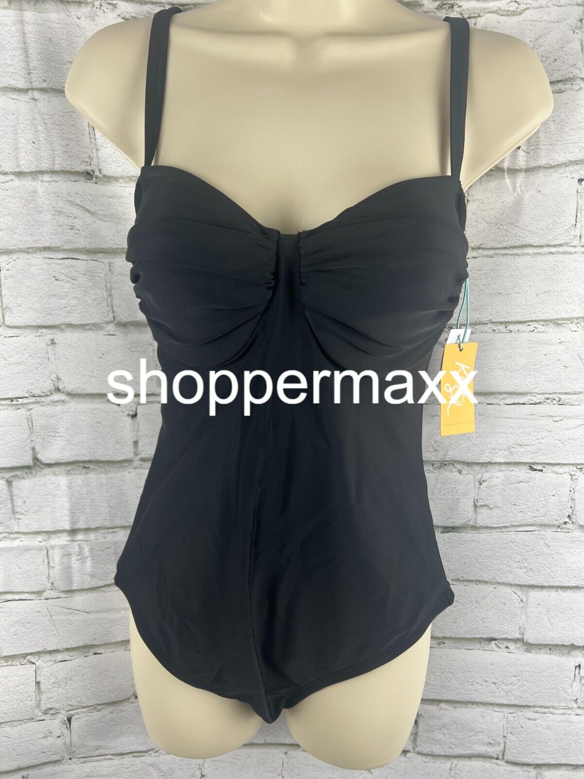 Women's Shirred Underwire Medium Coverage One Piece Swimsuit - Kona Sol, Black S