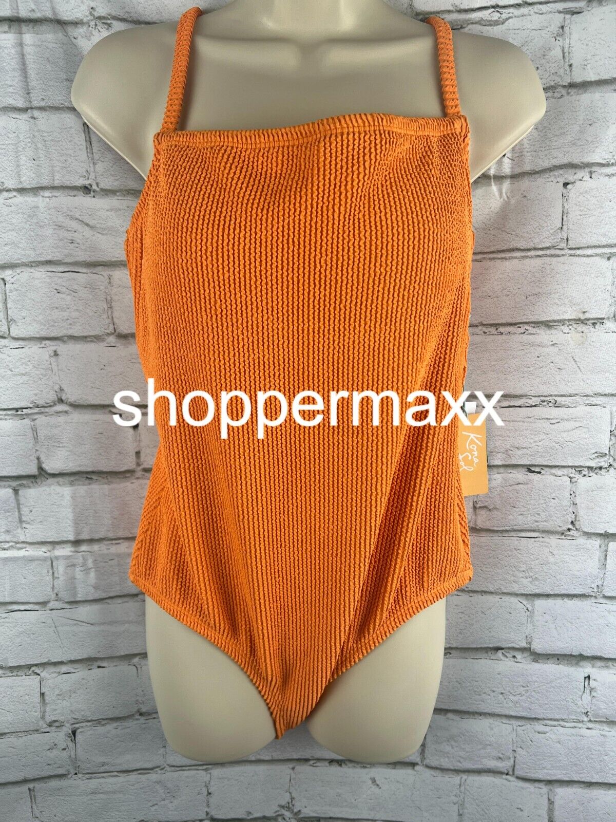 WOMEN PUCKER TEXTURED SQUARE NECK FULL COVERAGE ONE PIECE SWIMSUIT- KONA SOL, L