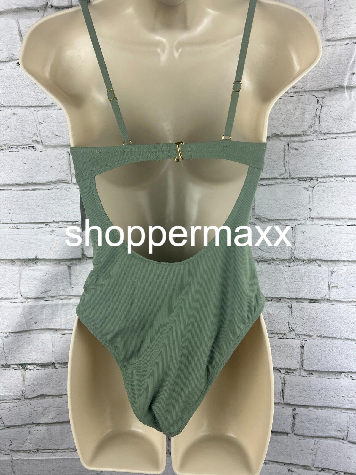Women's Ribbed Plunge Twist-Front One Piece Swimsuit - Shade & Shore, Green XS