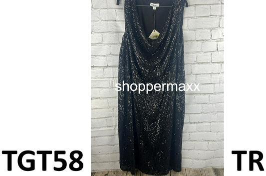 Women's Sleeveless Sequin Dress - Ava & Viv, BLACK, Size 2X