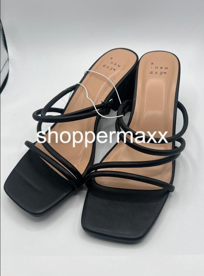 Women's Blakely Mule Heels with Memory Foam Insole - A New Day, BLACK, Size 7.5