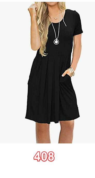 AUSELILY Women's AUSELILY Women's Casual Dress with Pockets Knee Length L