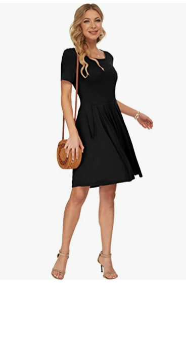 AUSELILY Women's AUSELILY Women's Casual Dress with Pockets Knee Length L