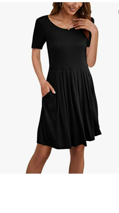 AUSELILY Women's AUSELILY Women's Casual Dress with Pockets Knee Length L