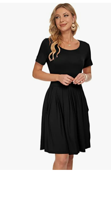 AUSELILY Women's AUSELILY Women's Casual Dress with Pockets Knee Length L