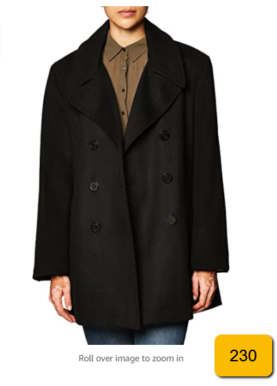 Calvin Klein Women's Double Breasted Peacoat Black 2