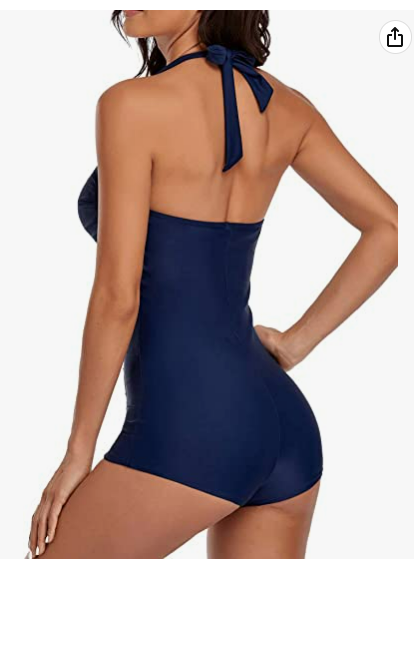 ebuddy Elegant Inspired Boy-Leg One Piece Ruched Monokinis Swimsuit Blue XL