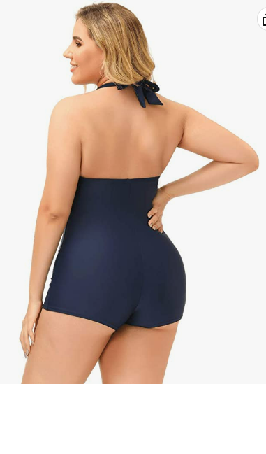 ebuddy Elegant Inspired Boy-Leg One Piece Ruched Monokinis Swimsuit Blue XL