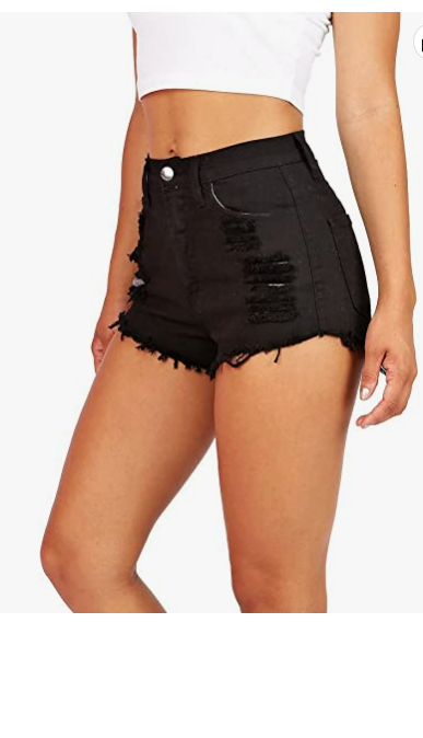 Vibrant womens Denim Shorts Black Large