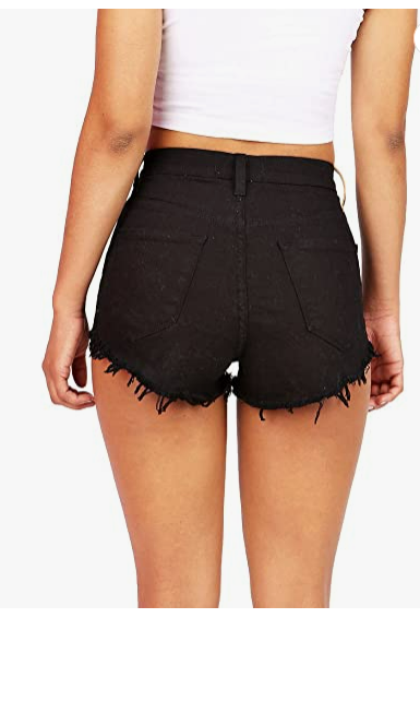 Vibrant womens Denim Shorts Black Large