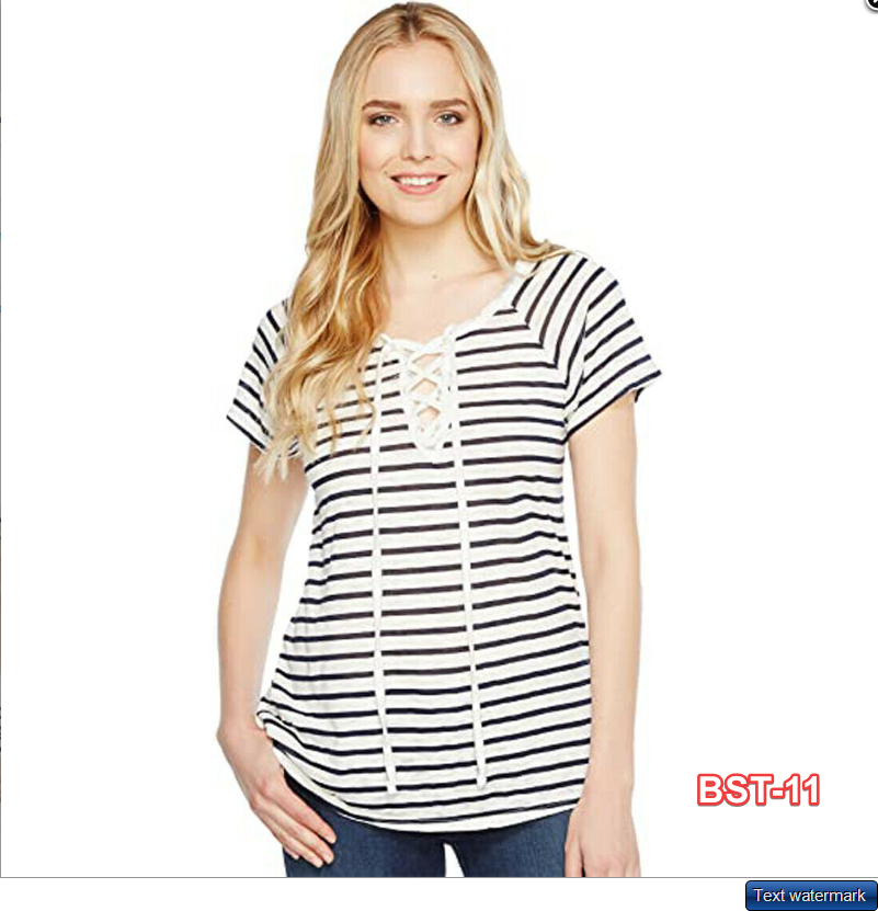 Allen Allen Women's Short Sleeve Lace Front Tee, White, XL(16)
