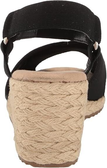 Anne Klein Women's Ellis Wedge Sandal, Black Stretch, 6
