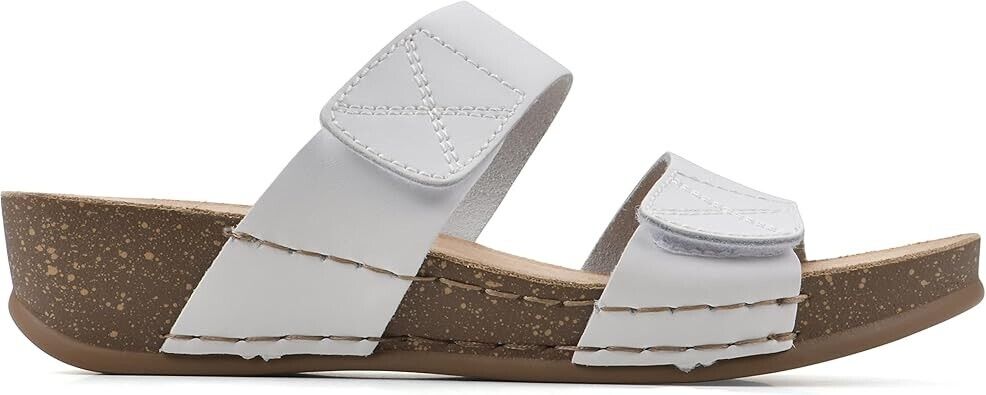 WHITE MOUNTAIN Women's Fervent Wedge Sandal, White/Leather, 7.5 M
