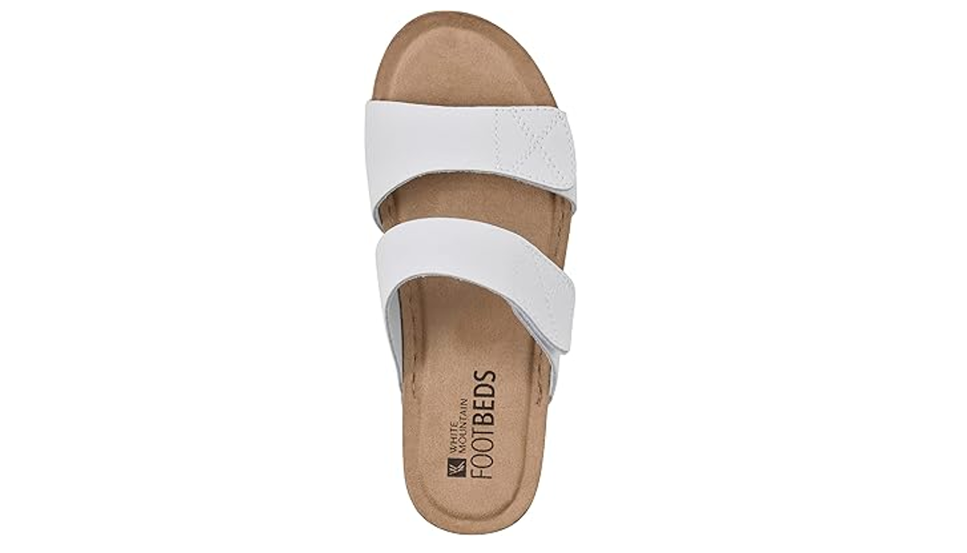 WHITE MOUNTAIN Women's Fervent Wedge Sandal, White/Leather, 7.5 M