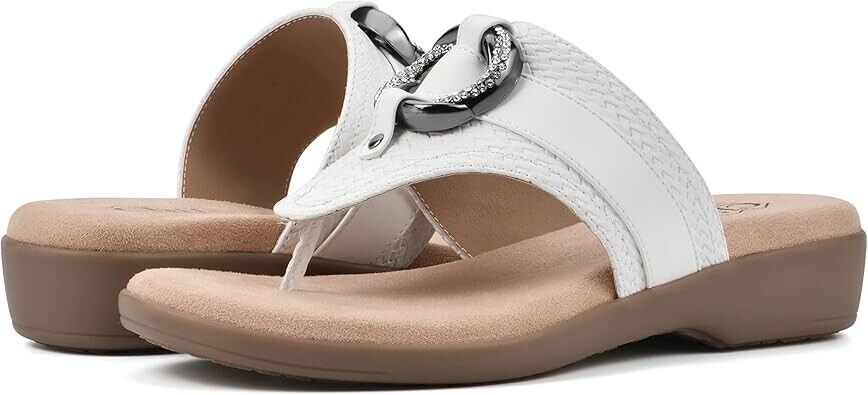 CLIFFS BY WHITE MOUNTAIN Women's Benedict Mini Wedge Sandal, White/Woven, 10 M