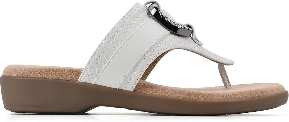 CLIFFS BY WHITE MOUNTAIN Women's Benedict Mini Wedge Sandal, White/Woven, 10 M