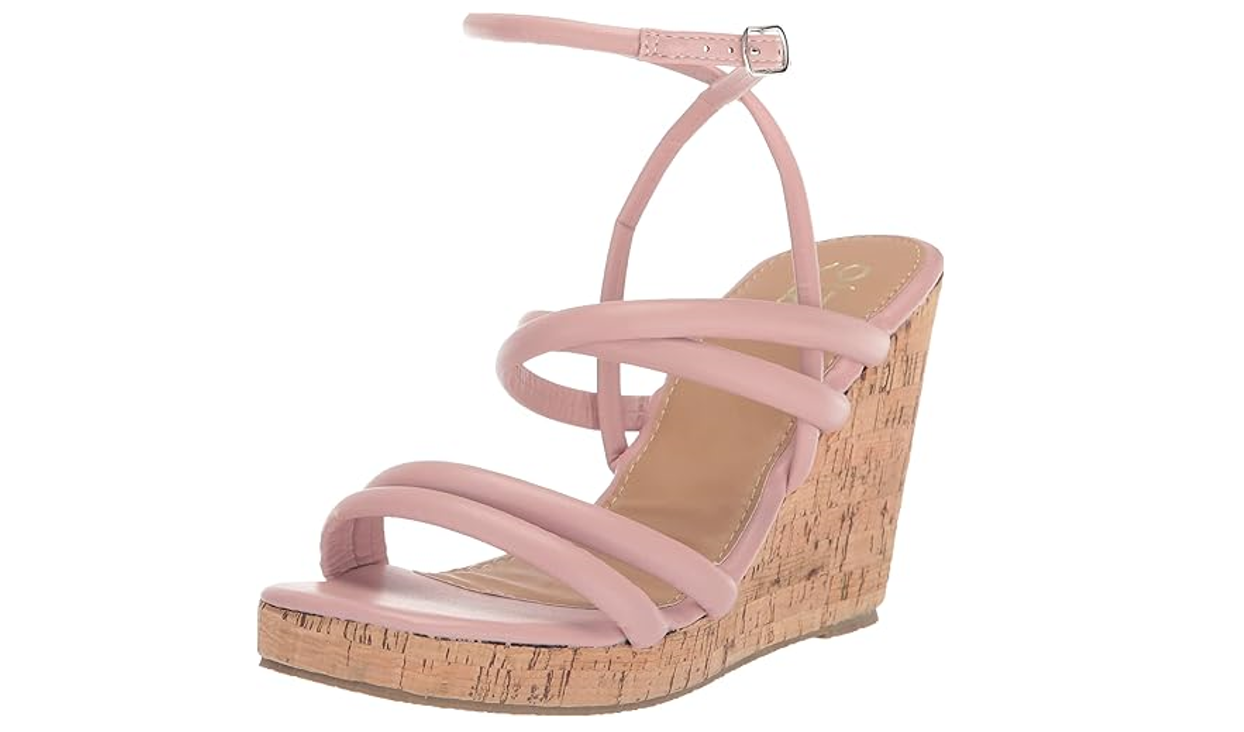 YOKI DANIFER-11 Women's Multi Strap Cork Wedge Sandal, Blush, 9 M US
