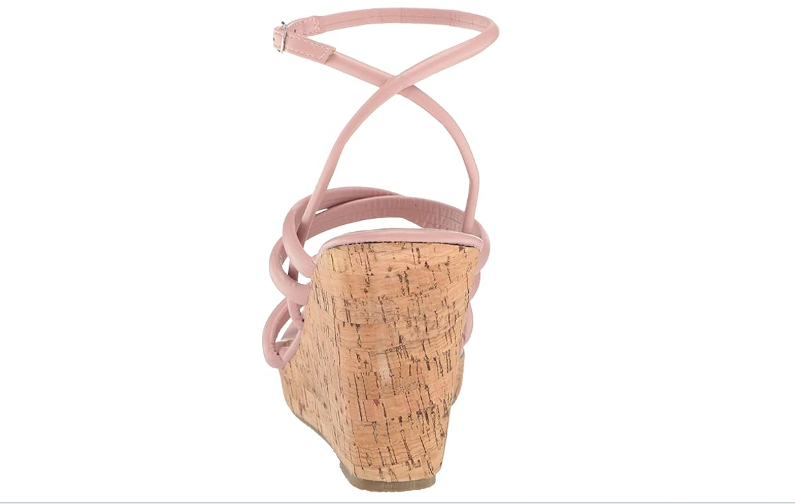 YOKI DANIFER-11 Women's Multi Strap Cork Wedge Sandal, Blush, 9 M US