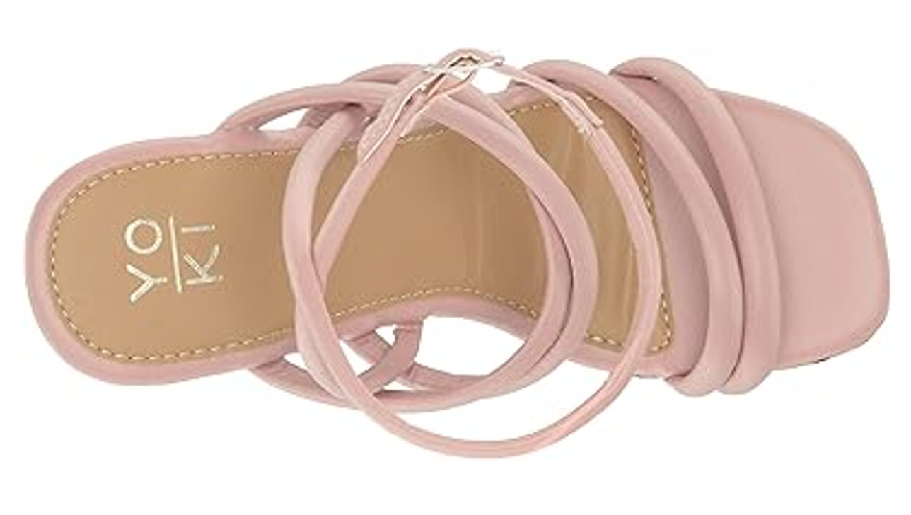 YOKI DANIFER-11 Women's Multi Strap Cork Wedge Sandal, Blush, 9 M US