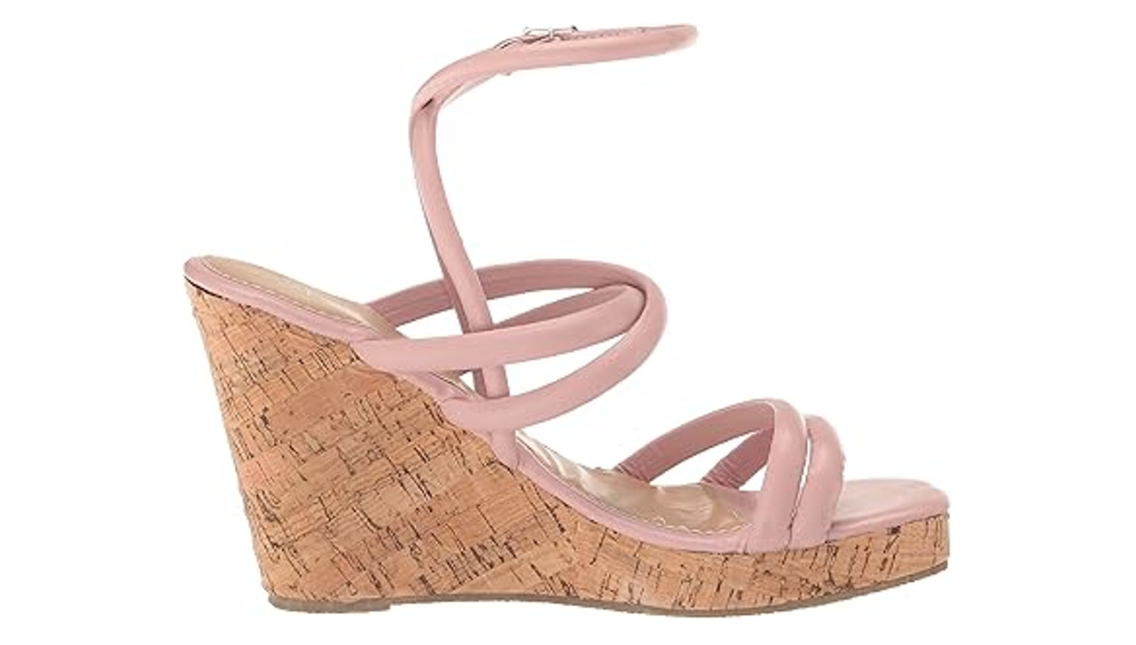 YOKI DANIFER-11 Women's Multi Strap Cork Wedge Sandal, Blush, 9 M US